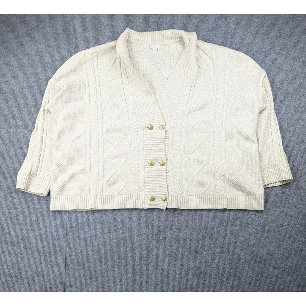J Jill Cable Knit Sweater Womens 4X Cream Quiet Luxury Minimal Cozy Capsule